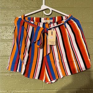 Colorful Striped Women Shorts